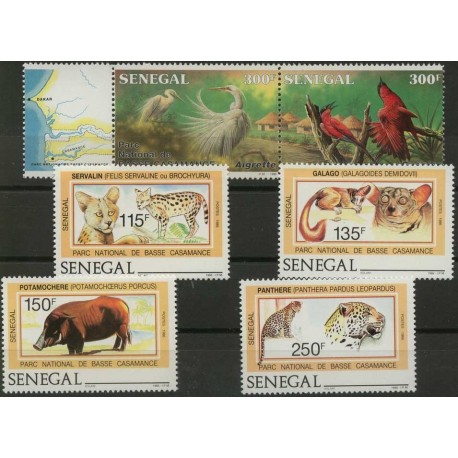 Senegal - Nr 938 - 43 1987r - Ptaki - Ssaki