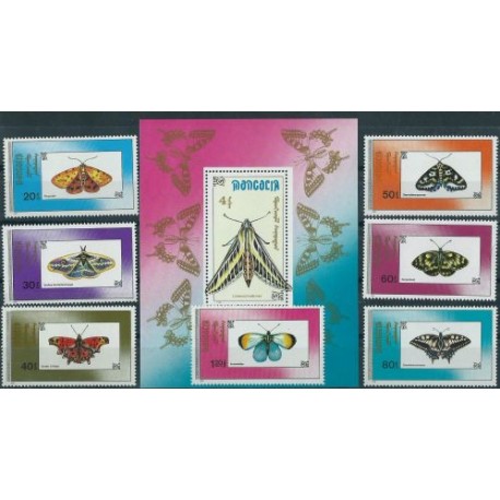 Mongolia - Nr 2190 - 96 Bl 156 1990r - Motyle