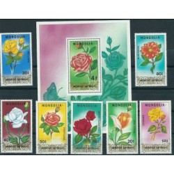 Mongolia - Nr 1948 - 54 Bl 127 1988r - Kwiaty