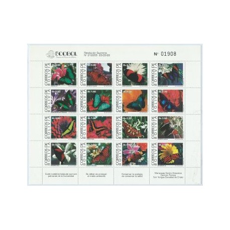 Boliwia - Nr 1193 - 08 2003r - Motyle - Kwiaty