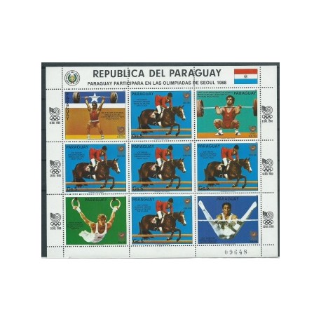 Paragwaj - Nr 4053 Klb 1986r - Sport - Olimpiada - Konie