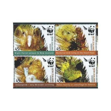 Nowa Zelandia - Nr 2276 - 79 Pasek 2005r - WWF - Ptaki
