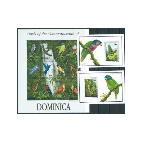Dominika - Nr 1659 - 71 Bl 230 - 31 1993r - Ptaki