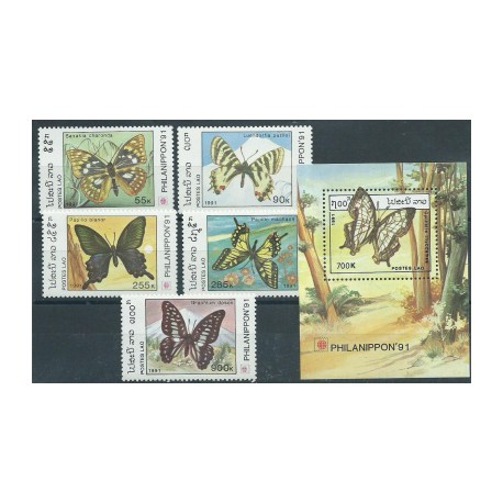 Laos - Nr 1281 - 85 Bl 1401991r - Motyle