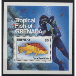 Grenada - BL 1261984r - Ryba, Płetwonurek
