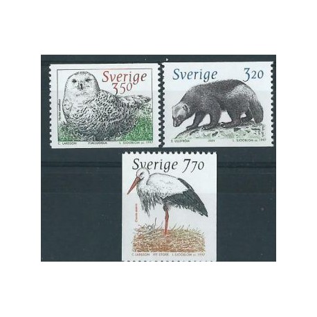 Szwecja - Nr 1984 - 86 1997r - Ssaki - Ptak