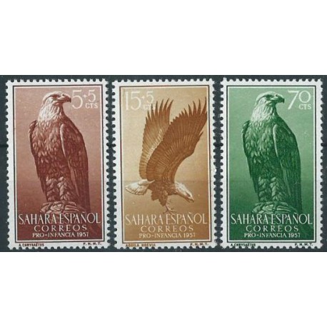 Sahara Hiszp. - Nr 170 - 72 1957r - Ptaki