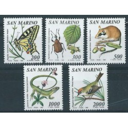 San Marino -  Nr 1458 - 62 1990r - Ptaki  - Motyl