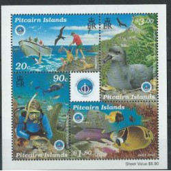 Pitcairn - Bl 21 1998r - Ptaki - Ryby - Płetwonurek