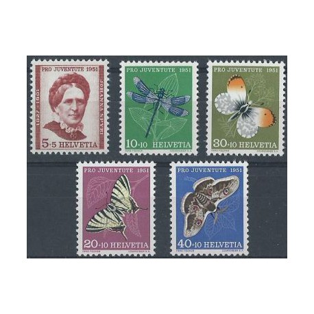 Szwajcaria - Nr 550 - 54 1950r - Motyle