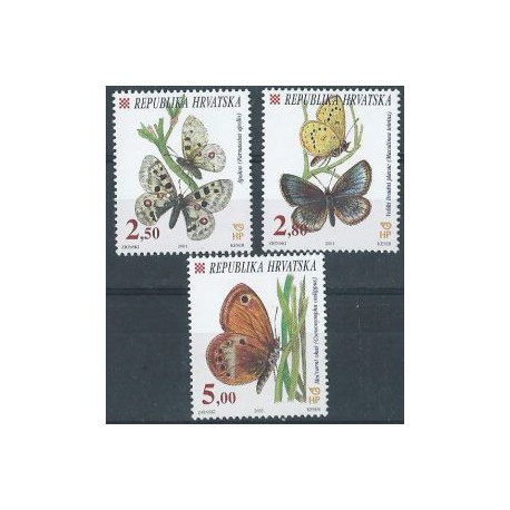 Chorwacja - Nr 573 - 75 2001r - Motyle