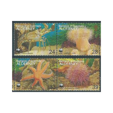 Alderney - Nr 061 - 64 Pasek 1993r - WWF - Fauna morska