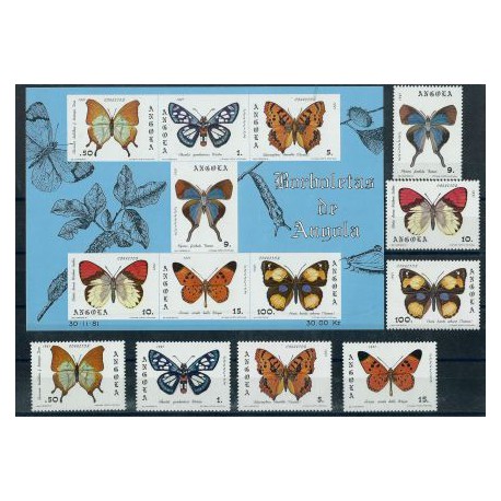 Angola - Nr 663 - 69 Bl 6 1982r - Motyle