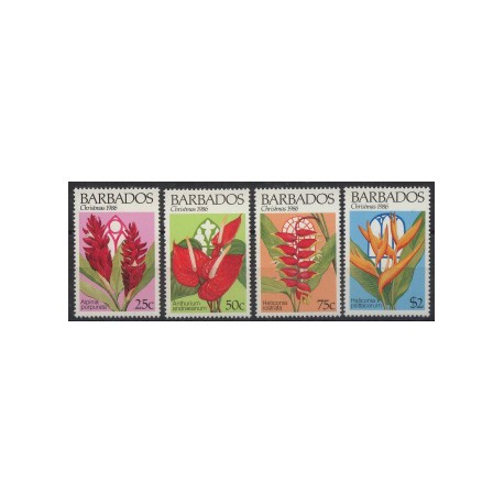 Barbados - Nr 666 - 69 1986r - Kwiaty  -  Boże Narodzenie