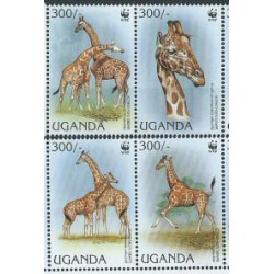 Uganda  - Nr 1790 - 93 Pasek 1997r - WWF - Ssaki