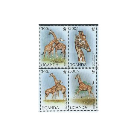 Uganda  - Nr 1790 - 93 Pasek 1997r - WWF - Ssaki