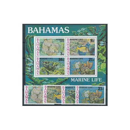 Bahama - Nr 414 - 17 Bl 20 1977r - Fauna morska