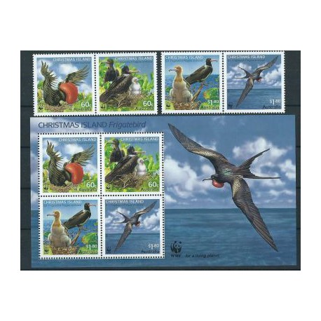 Wyspy Bożego Narodzenia - Nr 681 - 84 Bl 26 2010r - WWF - Ptaki