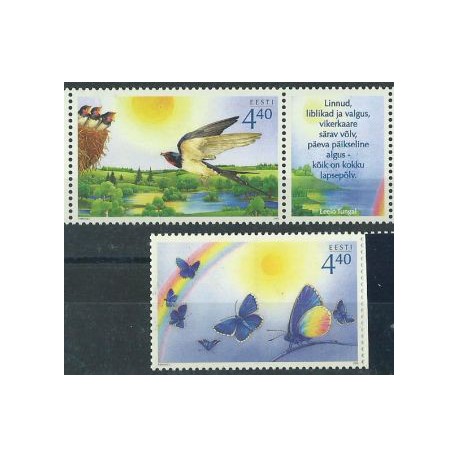 Estonia - Nr 518 - 19 Pasek 2005r - Ptaki - Motyle