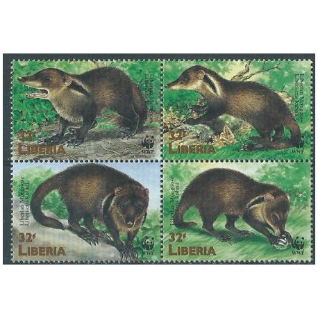 Liberia - Nr 2040 - 43 -1998r - WWF - Ssaki