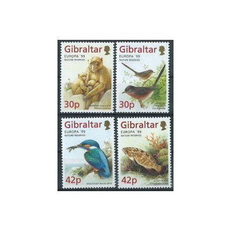 Gibraltar - Nr 852 - 55 1999r - CEPT - Ptaki - Ryba