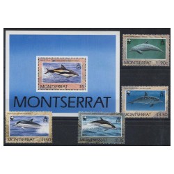 Montserrat -  Nr 786 - 89 Bl 59 1990r - WWF  -  Ssaki morskie