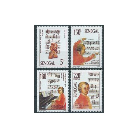 Senegal - Nr 1170 - 73 1991r - Kompozytor - Mozart
