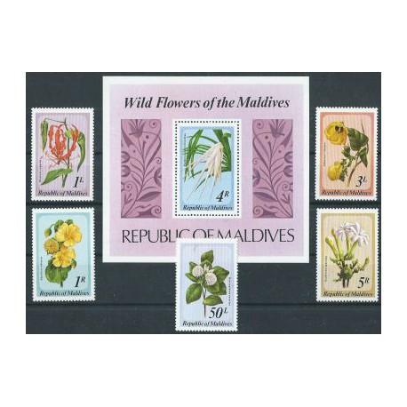 Malediwy - Nr 837 - 41 Bl 59 1979r - Kwiaty