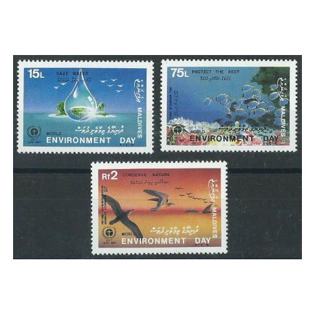 Malediwy - Nr 1295 - 97 1988r - Ryby -  Ptaki