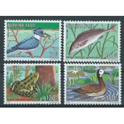 Burkina faso - Nr 1186 - 89 1988r - Ptaki - R yby - Płazy