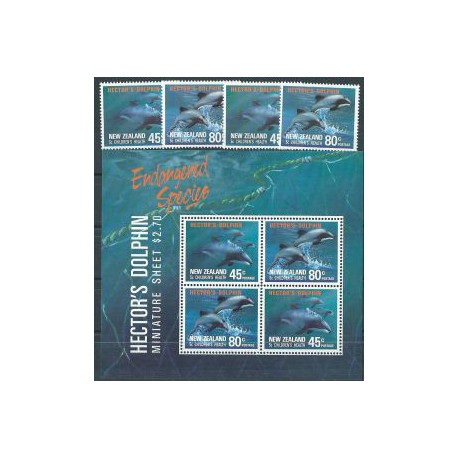 Nowa Zelandia - Nr 1195 - 96 Bl 28 1991r - Ssaki morskie