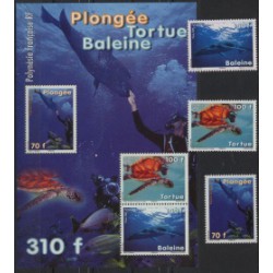 Polinezja Fr - Nr 1079 - 81 Bl 35 2009r - Ssaki  morskie  - Płetwonurekt