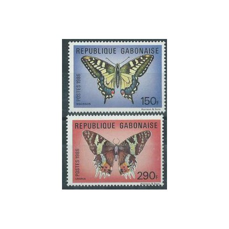 Gabon - Nr 969 - 70 1986r - Motyle