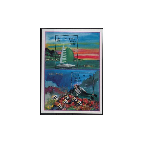 Wyspy Dziewicze - Bl 78 1993r - Ryby - Płetwonurek