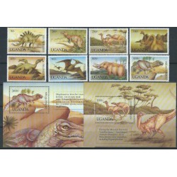 Uganda - Nr 1064 - 71 Bl 161 - 62 1992r - Dinozaury