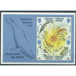 Falklandy - Bl 4 1984r - Ssaki morskie - Ryby -  Ptaki