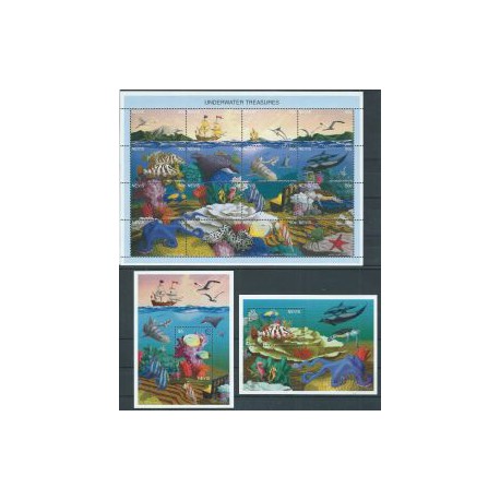 Nevis - Nr 964 - 79 Bl 102 - 103 1995r - Fauna  morska - Ryby
