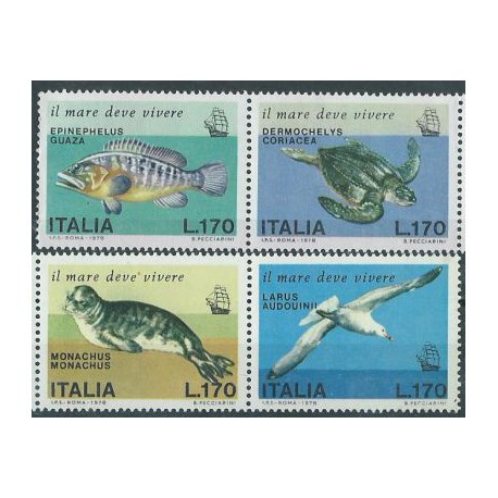 Włochy - Nr 1603 - 06 1978r - Ryba -  Ptak - Ssak morski