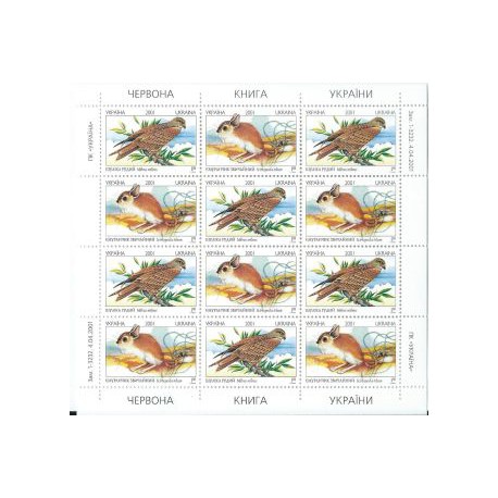 Ukraina - Nr 459 - 60 Klb 2001r - Ptaki -  Ssaki