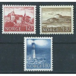 Norwegia - Nr 739 - 41 1977r - Latarnia - Krajobrazy