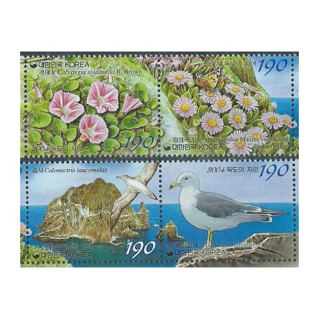 Korea S. - Nr 2384 - 87 Pasek 2004r - Ptaki  - Kwiaty