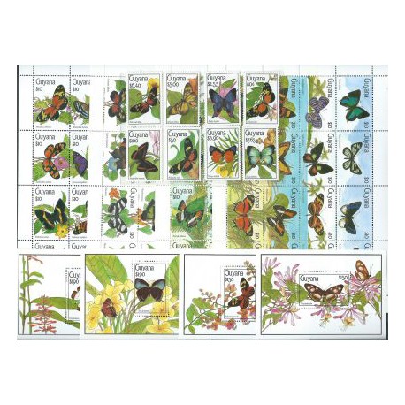 Guyana - Nr 3211 - 82 Bl 101 - 104 1990r - Motyle