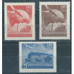 Jugosławia - Nr 578 - 80 1949r - UPU - Koleje - Samoloty