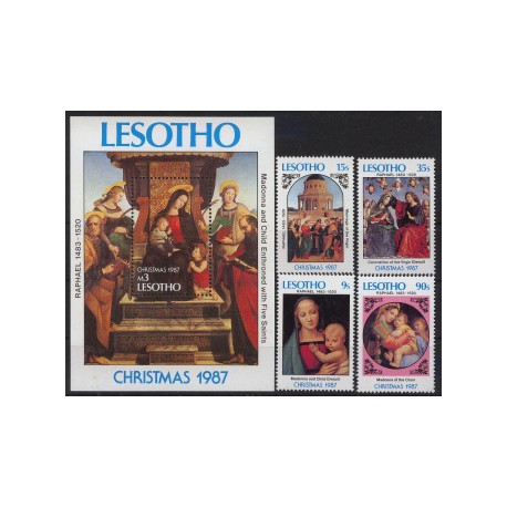Lesotho - Nr 671 - 74 Bl 47 1987r - Boże Narodzenie