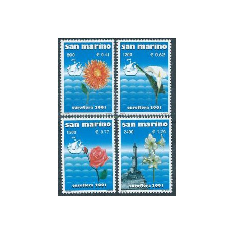 San Marino - Nr 1954 - 57  2001r - Kwiaty - Latarnia