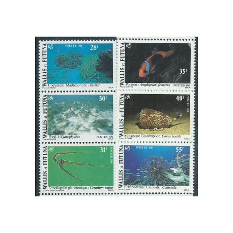 Wallis & Futuna - Nr 390 - 95  Pasek 1981r - Fauna morska - Ryby