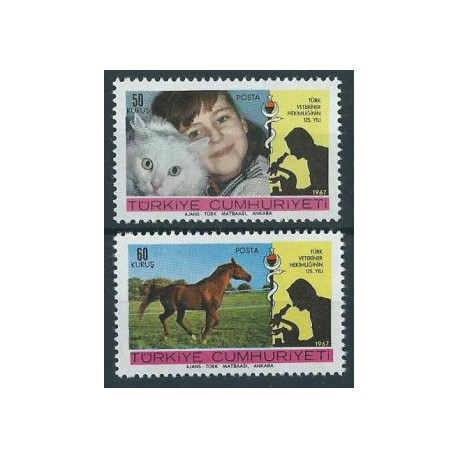 Turcja - Nr 2078 - 79 1967r - Kot - Koń