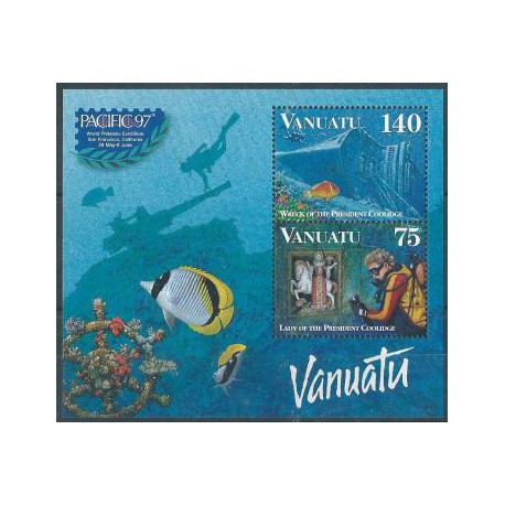 Vanuatu - Bl 29 1997r - Ryby -  Płetwonurek