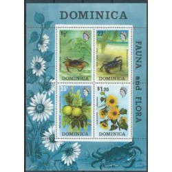 Dominika - Bl 19 1973r - Fauna morska -  Kwiaty