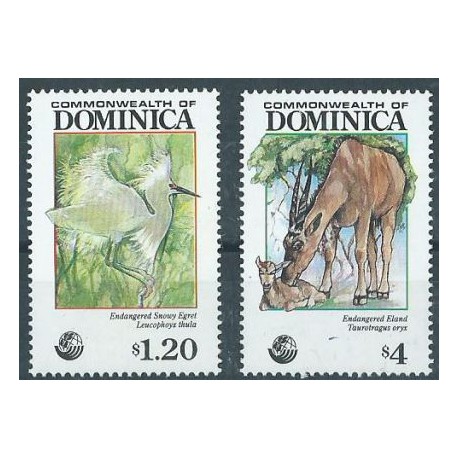 Dominika - Nr 1637 - 38 1992r - Ptak -  Ssaki